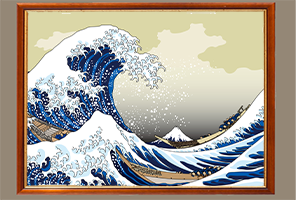 葛飾北斎の代表作「神奈川沖浪裏」をモチーフとした額装作品